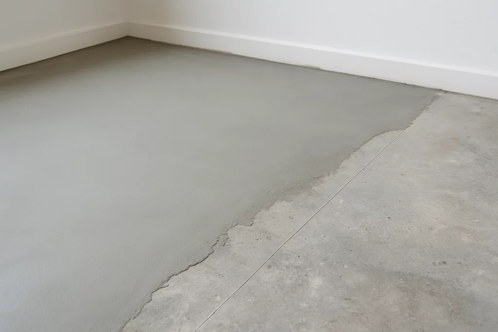 Préparation des supports avant pose de carrelage : chape, ragréage et surface parfaitement nivelée.